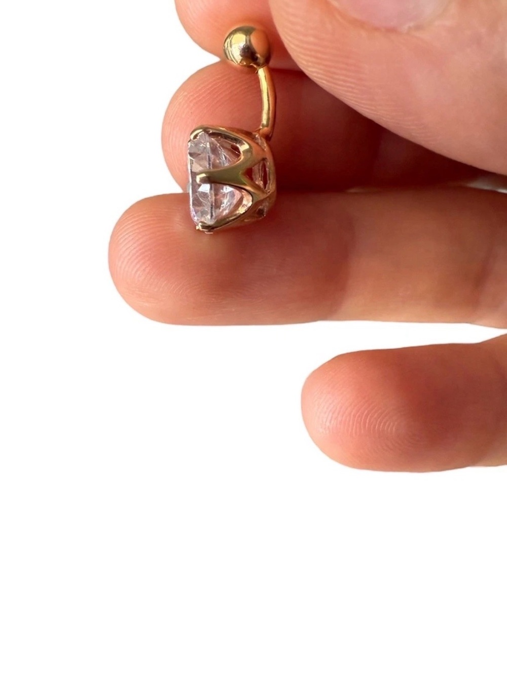 Real 14k Yellow Gold 585 Belly Button piercing navel stud